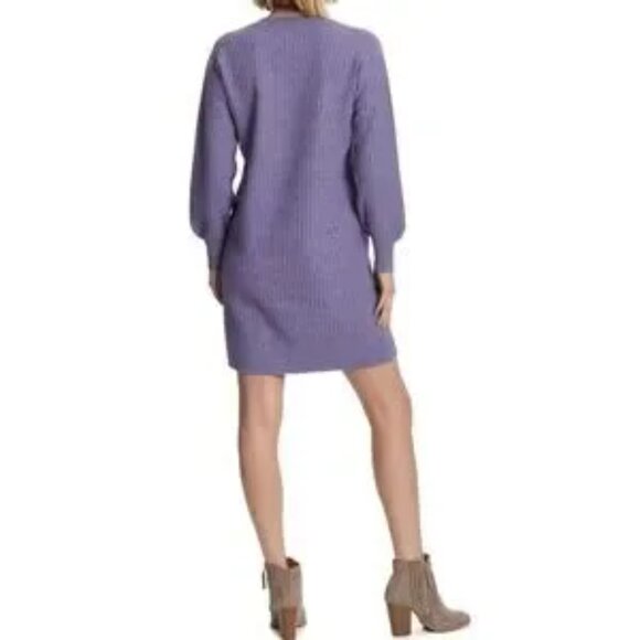 New W/Tags Jessica Simpson Lilac V Neck Blouson Sleeve Sweater Dress Tunic SZ XS - Picture 3 of 6